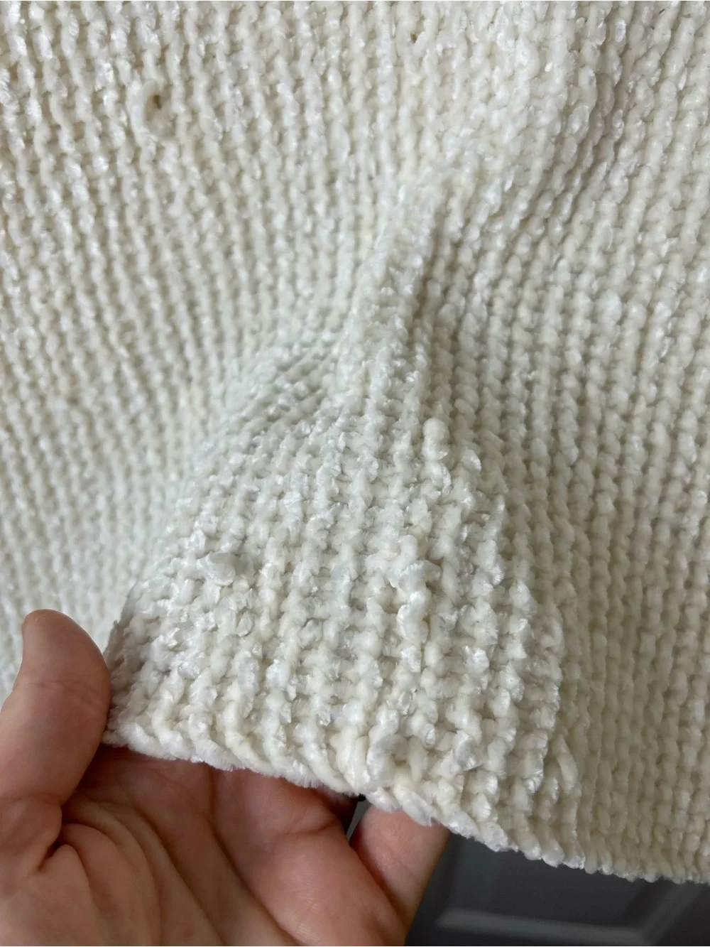 Dream Softly Baby Blanket Berkshire Chenille Sweater Knit Ivory Off White Cream